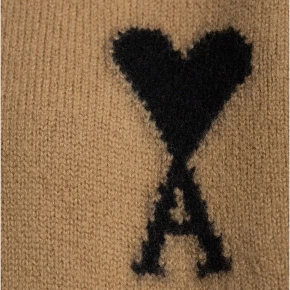 Ami Alexandre Mattiussi Green Turtleneck Sweater with Heart Detail